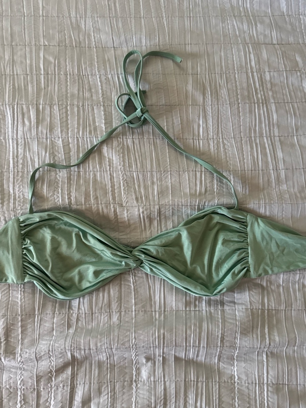 Women’s Twist-Front Halter Bikini Top in Sage Green